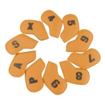 아이언 커버 PU 골프 아이언커버 골프채헤드 커버 10pcs, 옐로우