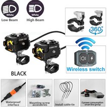 BMW라이트 미래 눈 F150 무선 스위치 오토바이 안개등 Led 전기 슈퍼 밝은 차량 보조 높은 전원 1200GS F80, 02 Black WhiteLight
