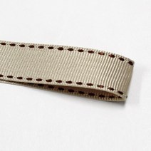카네이션리본 선물포장리본 꽃포장리본 골지 스티치 리본 (폭 5mm 길이90m)(폭 10mm/15mm 길이 45m), 26(샴페인골드+브라운스티치), 10mm