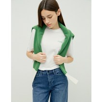 22FW [덴함] 그린 면 혼방 반팔 그래픽 라운드 티셔츠 HSTS2C754WT