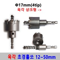 초경 홀쏘 육각 임팩 12-50mm 홀커터 홀카타 홀컷터 초경홀소 드릴비트 블랙불 넥스트그린공구, 17mm