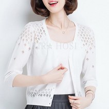여성 여름가디건 얇은가디건 니트 펀칭 7부가디건 kirahosi +덧신 증정 DCa2r029