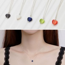 92.5 SILVER 캔디 하트 목걸이 7종 택1 실버 캐츠아이 925 하트 법정순은 목걸이