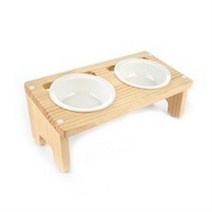 캣토피아 원목 반려동물 식탁 + 도자기식기 2구 세트 높이 12cm, 혼합 색상, 2세트