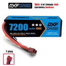 1/2PC DXF 3S Lipo 배터리 11.1V 7200mah 100C 하드 케이스 XT60 EC5 TRX Deans XT90 Traxxas SCX10 자동차 FPV 비행기 트럭, [11] 1PCS 3S 7200mah T