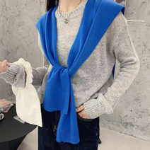 고급스런 WOOL 레이어드 페이크 어깨숄 니트 가디건