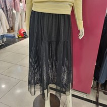 샤트렌 [22년 SS신상품] 러블리한 무드의 데일리 코디하기 좋은 허리밴딩&집업 샤 롱스커트