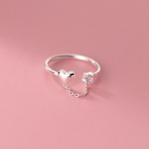 반지 순금 쥬얼 패션 925 스털링 실버 적 불규칙한 하트 체인 지르콘 여성을 위한 보헤미안 레트로 조절 가능한 골동품 개성