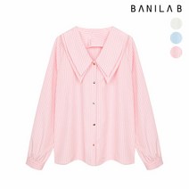 바닐라비 [바닐라비] 여성 이중 나비 카라 스트라이프 블라우스