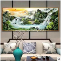 컬러 동양화 산수화 폭포 거실액자 보석십자수 큐빅, 150 x 60