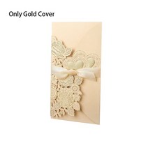초대장 카드 510Pcs 레이저 컷 결혼식 초대장 카드 사랑 심장 리본 신부 샤워 웨딩 파티 용품과 인사말 사, 05 Only Gold Cover_01 5pcs
