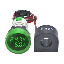 측정공구 미니 디지털 전압계 전류계 22mm AC 50-500V 0-100A Amp 테스터 듀얼 LED 표시기 파일럿 램프 라, 04 green