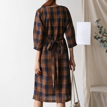라운드리본체크아이예뻐 휴양지 원피스 DRESS 면원피스 벽돌 Brickred 아이보리
