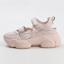 업앤슈 도트리 메리제인 스트랩 천연소가죽 스니커즈 통굽 키높이 샌들 5.5cm