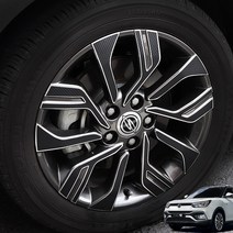 오토클럽 쌍용 티볼리에어 17인치 휠스티커 홀로그램 카본 몰딩 인테리어 커버 튜닝, 17인치_유광헤어라인실버