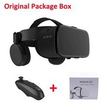 최신 보보 VR Z6 안경 3D 가상 현실 무선 블루투스 헤드셋 헬멧 아이폰 안드로이드 스마트폰 4.7-6.2 인치, 04 BOX with ControllerA