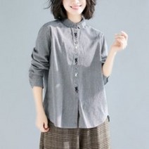 여성카라블라우스 린넨블라우스 루즈핏블라우스 빅사이즈 여성셔츠 면마블라우스 여성남방 봄블라우스 BAT11
