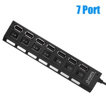 스위치허브 USB 2.0 허브 멀티 분배기 사용 전원 어댑터 4/7 포트 다중 확장기 PC 용 스위치 포함, [03] 7 port Black