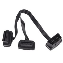 플랫 16 핀 ELM327 OBD2 수-듀얼 암 Y 스플리터 엘보 연장 케이블 리드 신제품, 한개옵션0