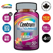 캐나다 내수용 100% 정품 신제품 먹기편한 맛있는 50세이상 구미 젤리 센트룸(Centrum) 50+ 여성용 / 50+ 남성용 종합 멀티비타민 120구미 5+1 빅이벤트, 50세이상 여성 - 6병(5+1)