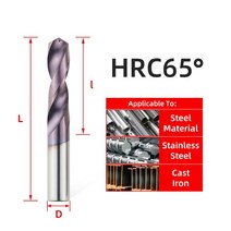 Tooleye카바이드 드릴 비트 하드 메탈 텅스텐 스틸 트위스트 비트 금속 가공 CNC 선반 드릴링 공구 1.020.0mm, 18.0mm, HRC65