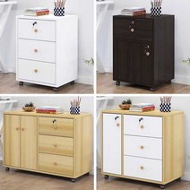 사무실 서랍 보조서랍 열쇠 탕비장 회사 사무용 가구, (자물쇠 바퀴 있는 서랍3개)브러쉬드 블랙오크