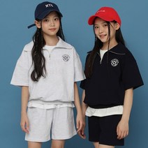 제니키즈 ST 아노락 세트 상하 여름 여아 주니어 반집업 반바지 세트복