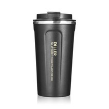 딜러 심플 커피잔 차량용 보온텀블러 MLH8768, 블랙, 450ml