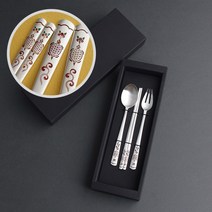 ㈜인스푼 꼬마거북 빨강 어린이은수저 3종 80% 20돈 스푼포크젓가락 첫돌선물