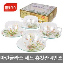 토탈하우스 마린 글라스 세느 홍차잔 4인조 글래스 찻잔세트, 1set