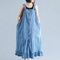 Sun Kailiang4050대 미시 중년여성 빅사이즈 민소매 데님 청원피스