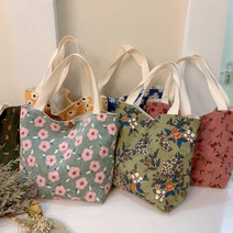 튼튼한 코듀로이 골덴 미니 데일리 에코백 손가방 손목가방 꽃무늬 플라워 예쁜 미니토트백 천가방 작은 가방
