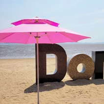 율율파라솔 핑크 파라솔 튼튼한 국산 우드 휴대용 대형 특대형 캠핑 카페 야외 옥상 감성 모래놀이 비치, 2단특대형(우드브라운), 빨강