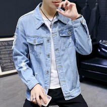 남자싱글자켓 가을 남성 대미지 데님점퍼 슬림 트렌드 멋진 재킷 캐쥬얼 인싸템 야구복 3549438791