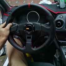 새로운 jdm 13inch 330mm 레이싱 플랫 스티어링 휠 자동 범용 스웨이드 가죽 시뮬레이션 레이싱 게임 스티어링 휠 로고 momo, 스웨이드 옐로우