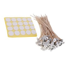 GHSHOP 낮은 연기를 만드는 DIY 촛불에 대 한 100 조각 스티커와 100 조각 갈색 촛불 심지, 7cm, 브라운, 설명, 1개
