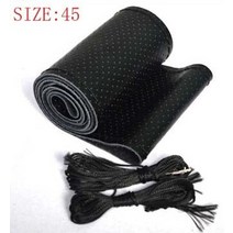 벤츠트럭부품Bacano 트럭 버스 정품 가죽 스티어링 휠 커버 42cm 45cm 바늘과, 45cm 블랙