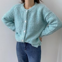 098 라운드 부클 보카시 루즈핏 뽀글이 레글런 버튼 가디건 3color