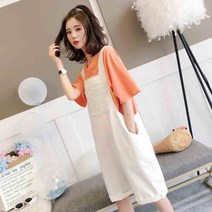 여성 여름 5부 멜빵 반바지 빅사이즈 무지 롤업 와이드 팬츠 오버롤 캐주얼 6가지 컬러 A21