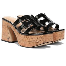 샘에델만 Dev 웨지 여자여름샌들힐 통굽 가죽 슬리퍼힐 9.5센치 블랙