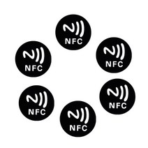 6x Ntag213 Tags Anti Metal 25mm NFC Adhesive Sticker for NFC-Enabled Smartphones, 검은색, 1개
