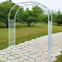 정원 화단 텃밭 옥상 야외 식물 프레임 유럽식 펜스지지대 철제 덩쿨 오이 포도 아치형 넝쿨식물 아치대문 터널형, W.화이트[가로 3.0 높이 2.3] + 크다