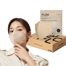 플로우 KF94 천사 새부리형 마스크 ML 중대형, 5매입, 10개, 베이지