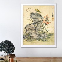 나봄갤러리 현재 심사정- 괴석초충도 한국화 꽃그림 동양화 조선그림, 2.심플 화이트 액자