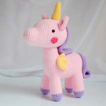 손뜨개 DIY 코바늘인형뜨기인형 조랑말 유니콘 재료 코바늘 도안 인테리어소품, 핑크 유니콘재료 가방, 개