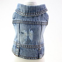 강아지패딩 강아지 오리털 패딩 강아지겨울옷 데님 핫 프렌치 불독 진 패션 애완 동물 소형 중형견 치와와 청바지 퍼그 고양이 의류, 99.new blue hole vest - M