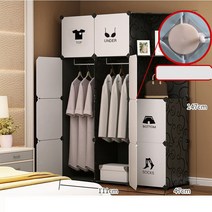 하늘비즈/ 옷장 사물함 간이 수납 거실 가구 미닫이문 쇠파이프 굵게 보강 1인용 조립장 옷장 XZ29 A8, 01 10문2걸리 코너장