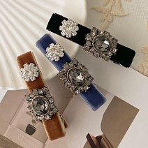 키메라제이 트윈보석 벨벳 옆머리 큐빅 헤어 집게핀 3color