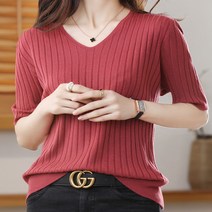 조이스샵/올라 여성 반팔 브이넥티 브이넥티셔츠 봄 여름 니트티 반팔티 면티 니트티셔츠 여자 기본티 V넥티 V넥반팔티 골지 티셔츠