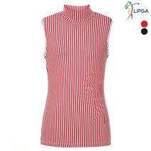 [LPGA골프웨어] 여P 스윙레이디 컬러STRIPE 하이넥 슬리브리스